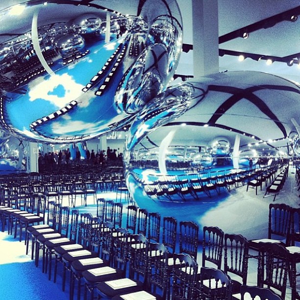 cosmicvoices Raf's surrealist Magritte clouds at Dior